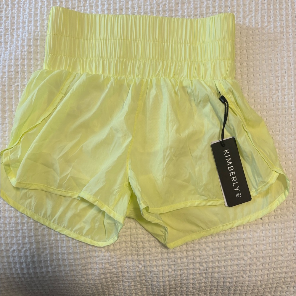 Kimberly C Neon Yellow High-Waist Women’s Shorts